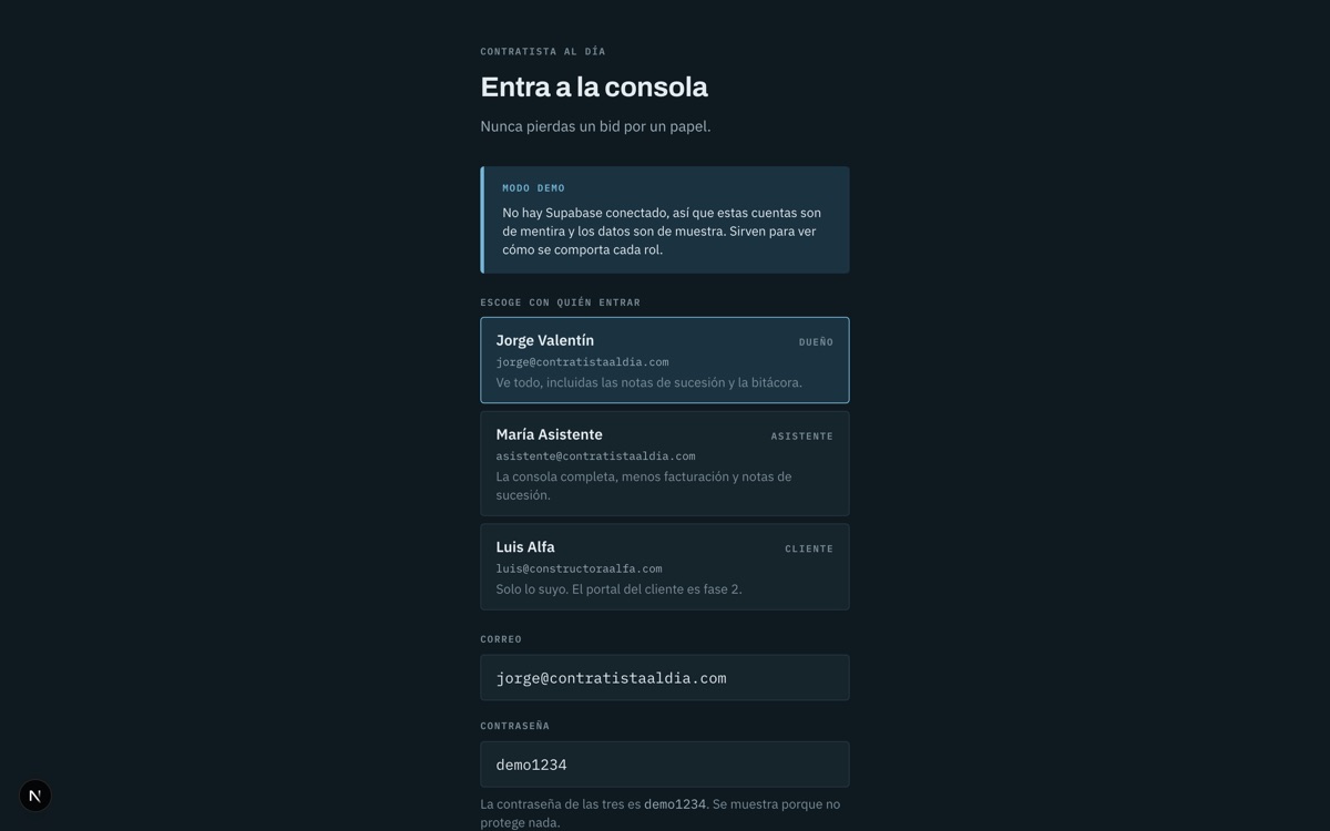 Contratista al Día — Role-based access