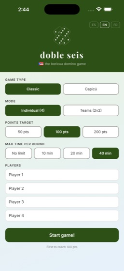 doble seis — Set up the game