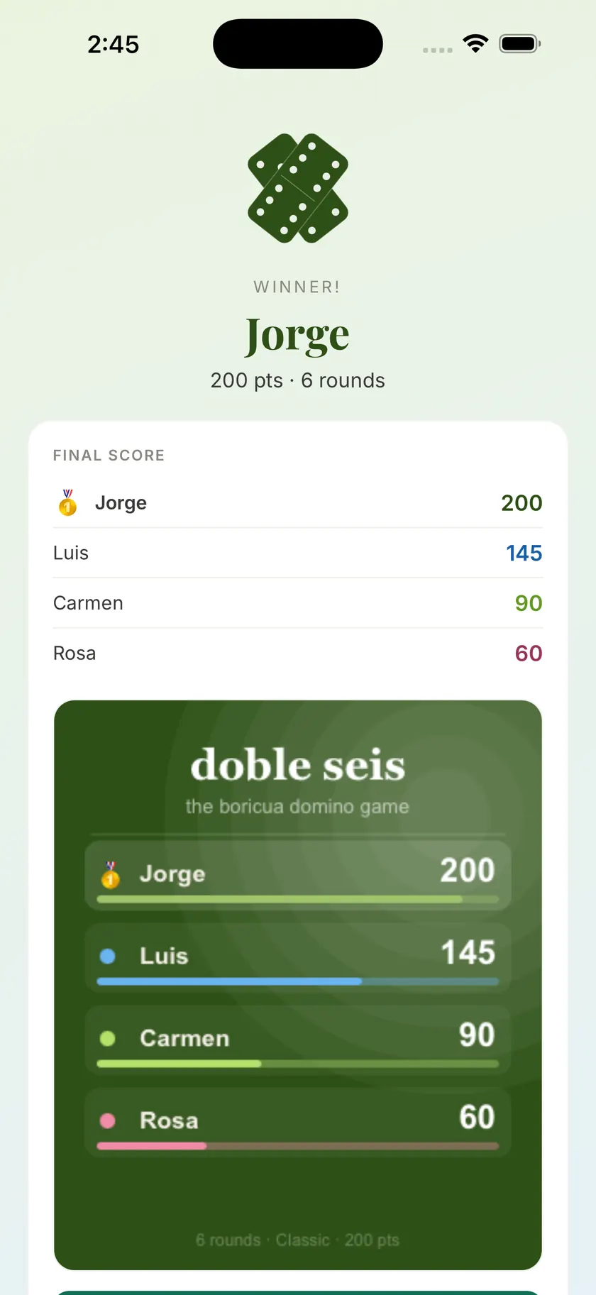 doble seis — Winner