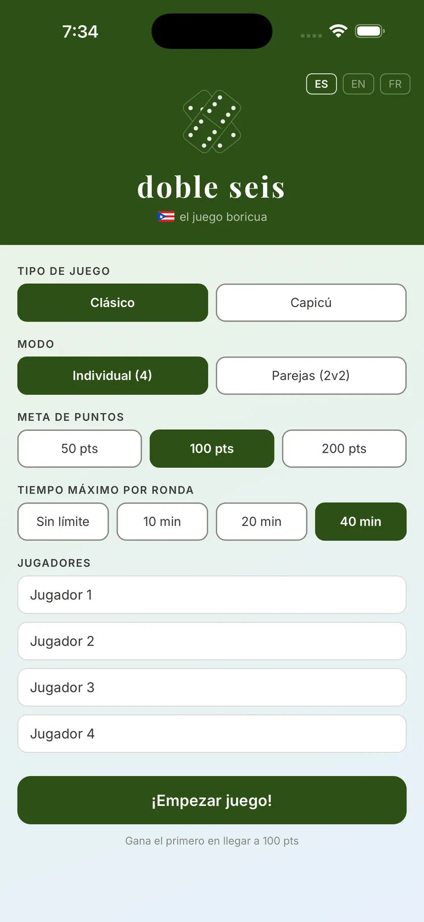 doble seis — Armar la partida