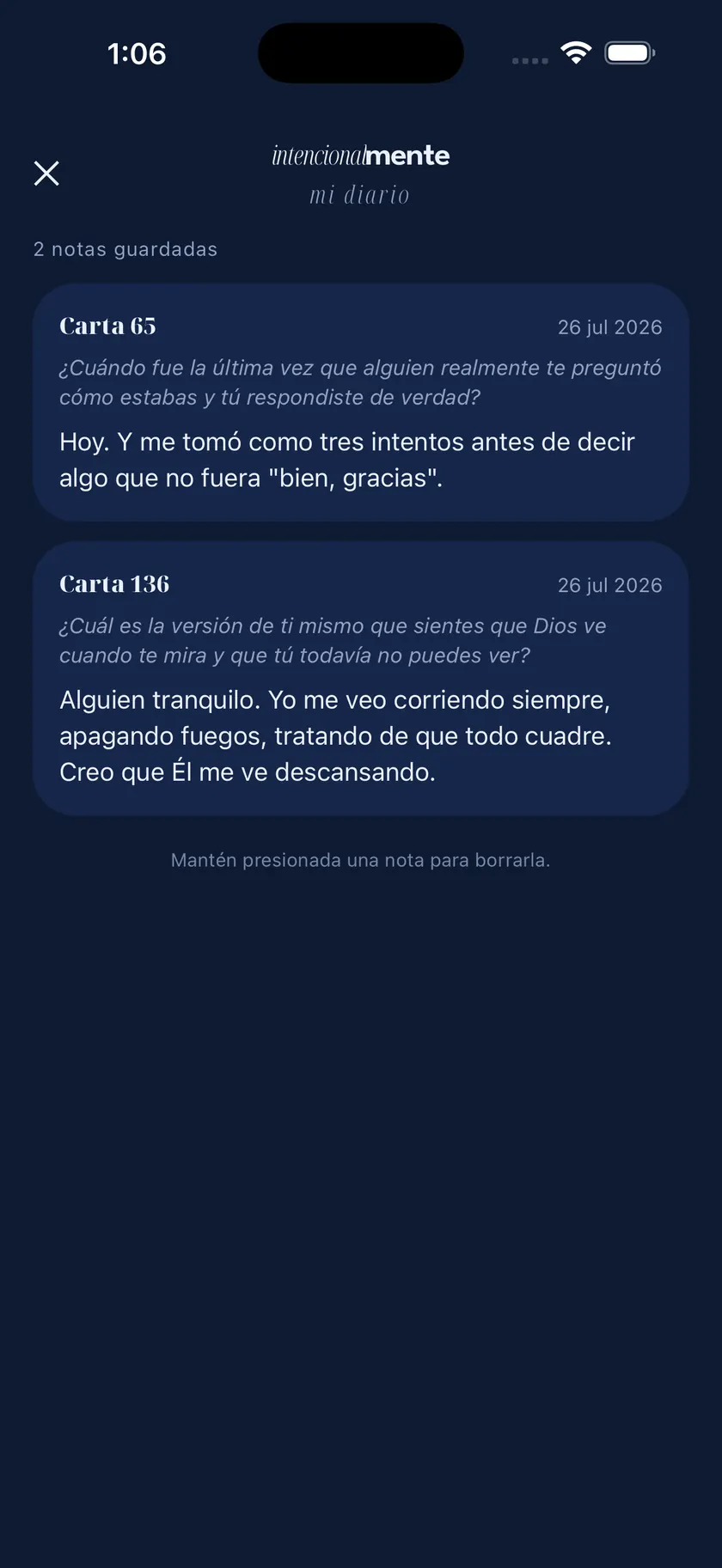 intencionalmente — Your journal, on your phone