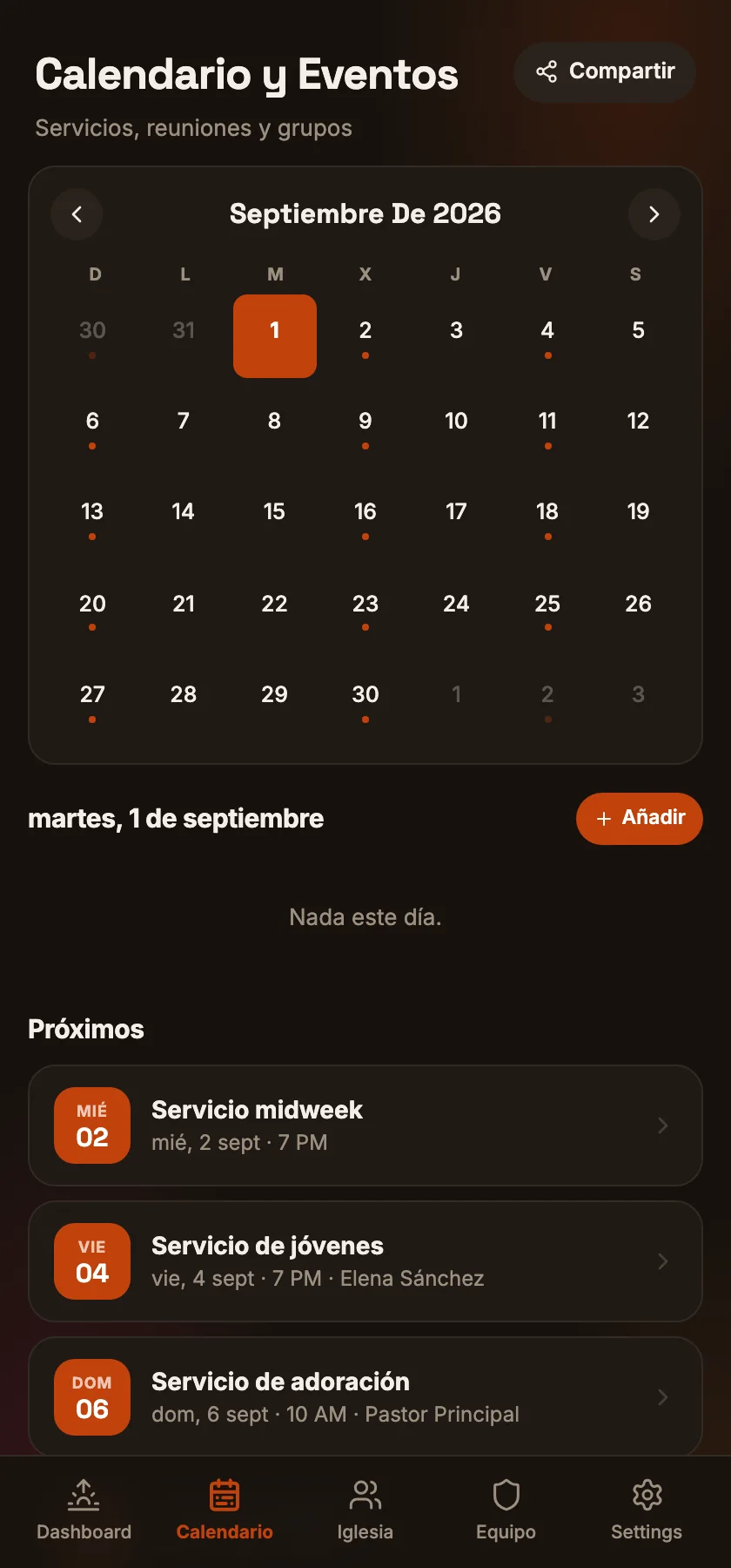 Pastoral Care — Calendar